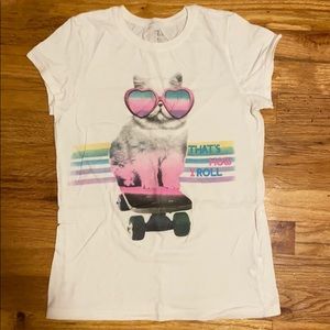 White Children’s Place shirt with cat